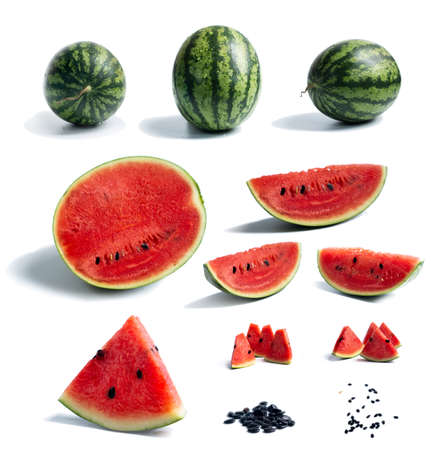 Set of watermelon composition, all display of watermelon show in one picture, worthy photo.の写真素材