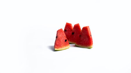 Sliced ripe watermelon isolate on the white background.の写真素材