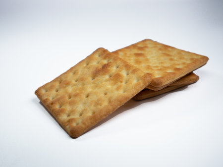 Cracker stack on the white background.の写真素材