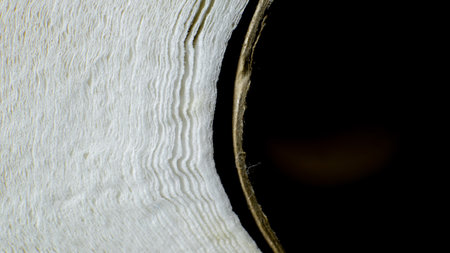 Toilet paper closeup view, paper roll for wipe anything in restroom.の写真素材