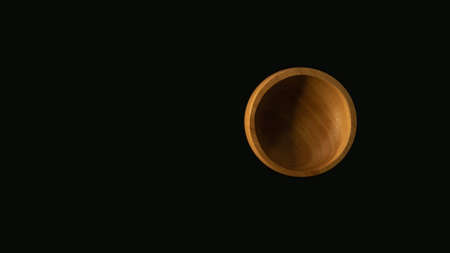 Wooden container for decorate, on the black background.の写真素材