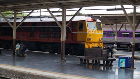 Bangkok Patumwan /Thailand  August/8/2020, Locomotive train business in the train station,Cheap passenger.のeditorial素材