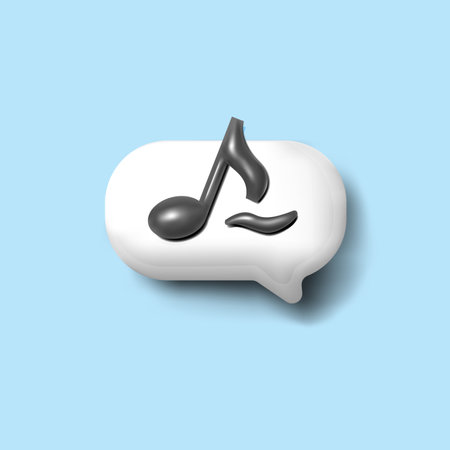 Melody movement in the bubble speech joyful emotion and singing symbol 3d icon on blue backgroundのイラスト素材