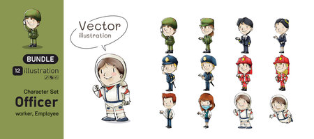 Children cartoon character set bundle vector illustration chalk styleのイラスト素材