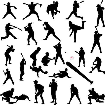 baseball silhouettes - vectorのイラスト素材