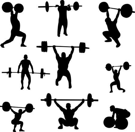 weightlifters silhouettes collection - vectorのイラスト素材