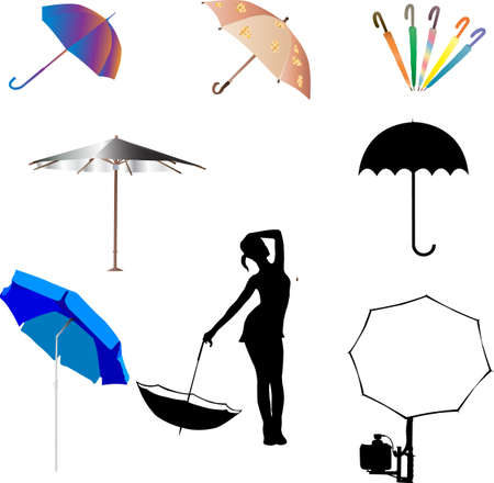 umbrella and beach umbrella のイラスト素材