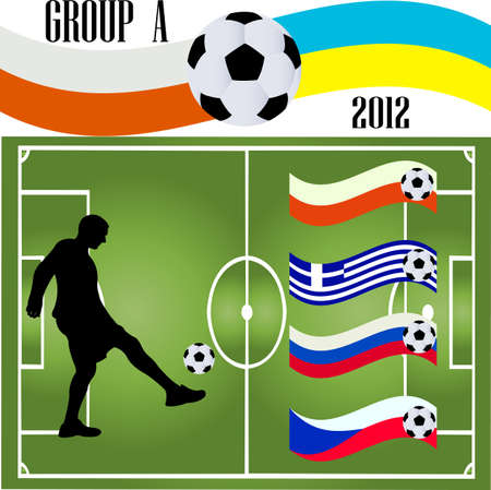 soccer player and flag - vectorのイラスト素材