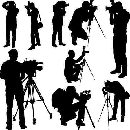 Photographers and cameramen silhouettes collection vectorのイラスト素材