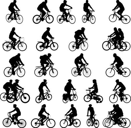 bicyclists silhouettes collectionのイラスト素材