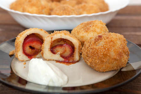 Homemade sweet plum dumplingsの写真素材