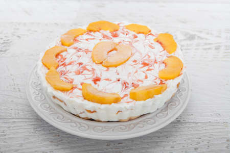Peach and yogurt cakeの写真素材