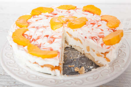 Peach and yogurt cakeの写真素材