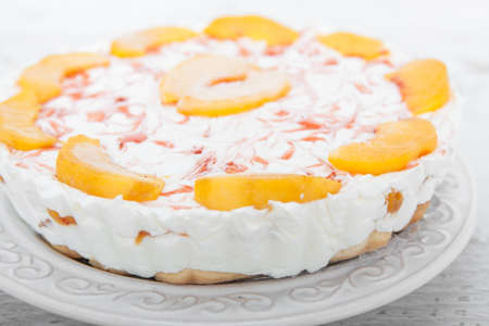 Peach and yogurt cakeの写真素材