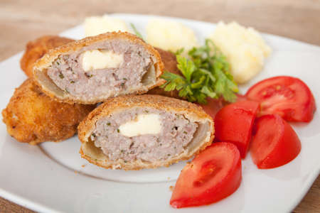Breaded and fried meat