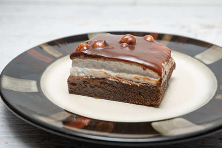 Homemade chocolate and walnut cakeの写真素材