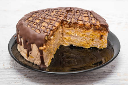 Chocolate and cofn flakes sweet cakeの写真素材