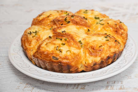 Homemade pastry with oniosの写真素材