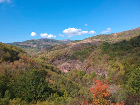 Aerial drone shot of the mountain Stara planina in Serbiaの写真素材