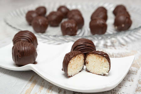 Chocolate, Chocolate Candy, Truffle. Chocolate truffles hand made by chocolatier