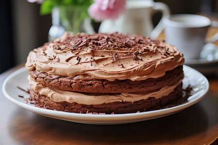 Chocolate layer cake filled with caramel mousseの素材