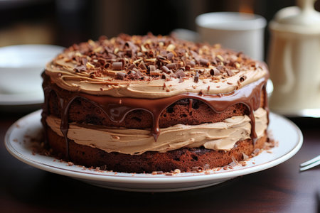 Chocolate cake with layers of chocolate mousseの素材