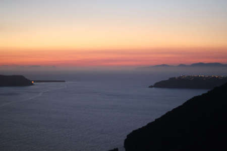 beautiful sunset in santorini, greece の写真素材