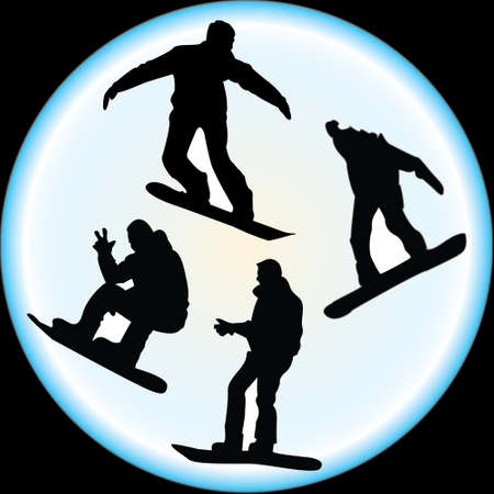 Silhouettes of Snowboarders Vectorのイラスト素材