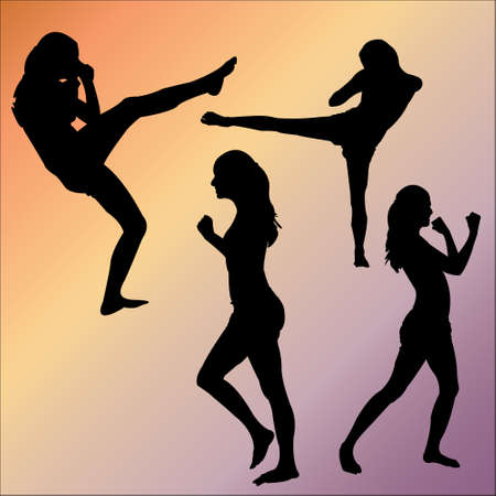 Silhouettes of Woman sportsのイラスト素材