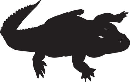 Silhouette of black Crocodileのイラスト素材