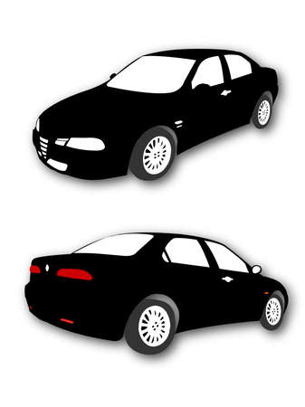Silhouettes of Car vector blackのイラスト素材