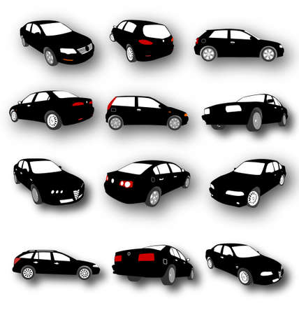 Set of Car Silhouettes Vectorのイラスト素材