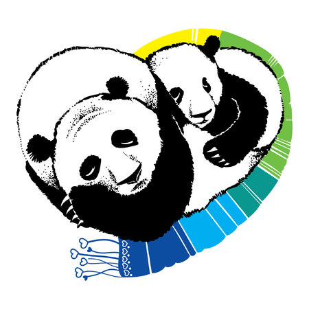 Hand drawn illustration of sleeping pandaのイラスト素材
