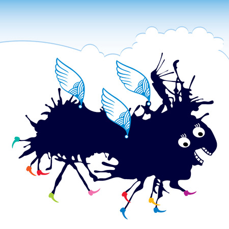 Dark blue flying monsterのイラスト素材