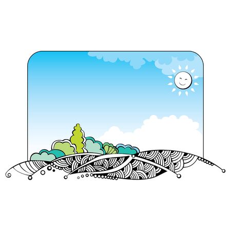 Vector spring landscape bannerのイラスト素材