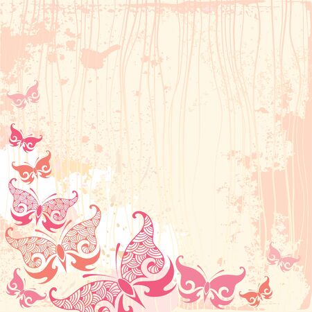 Vintage background with butterfly in pinkのイラスト素材