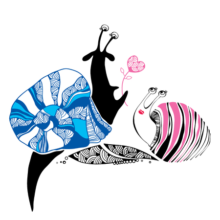 Decorative snails in loveのイラスト素材