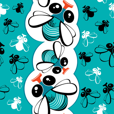 Seamless pattern with funny fliesのイラスト素材
