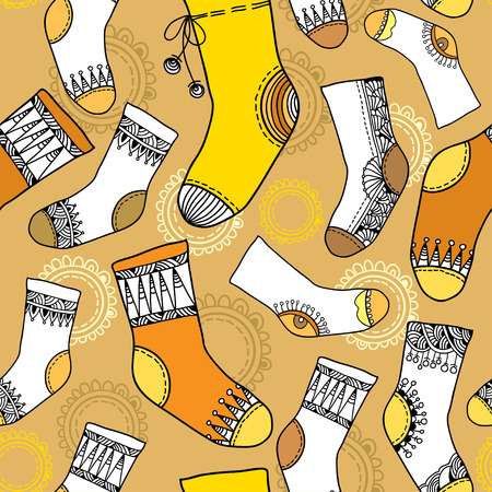 Seamless pattern with varicoloured funny socksのイラスト素材