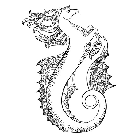 Mythological Hippocampus. Legendary sea horse. The series of mythological creaturesのイラスト素材