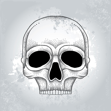 Dotted skull in black on the textured gray backgroundのイラスト素材
