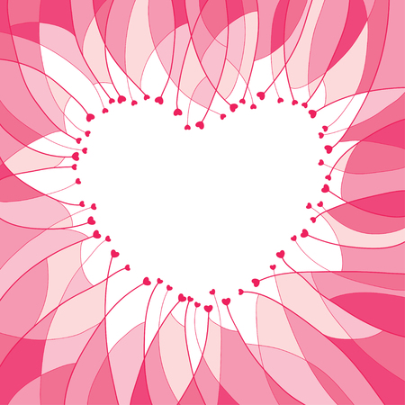 Decorative frame with small pink hearts in mosaic style. Traditional background for Valentine day.のイラスト素材