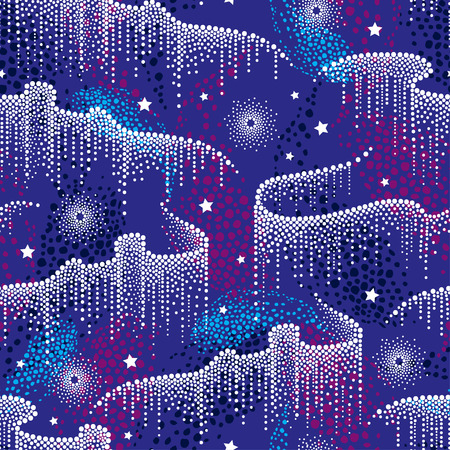 Pattern with white dotted swirls of blue or pink.のイラスト素材