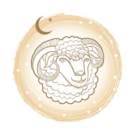 Eid Mubarak greeting with head of sacrificial sheep.のイラスト素材