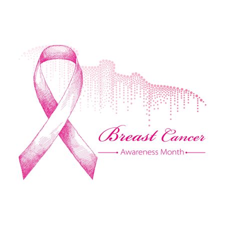 Pink ribbon and pink swirls isolated on the background.のイラスト素材