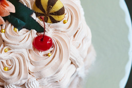 Basket-shaped cake with sweets, cookies and flowers, Easter marks the end of Holy Week, known in the United States as Spring Breakの写真素材