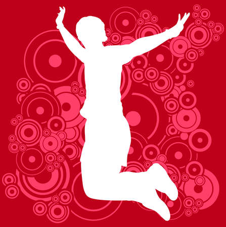 man jumping on the abstract background - vectorのイラスト素材
