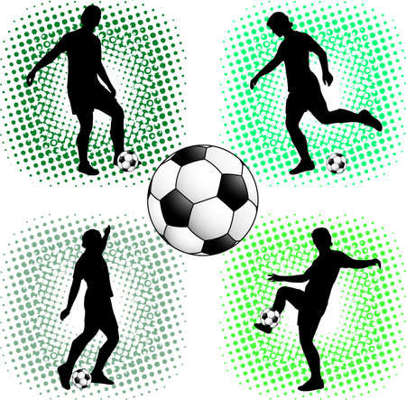 soccer players silhouettesのイラスト素材