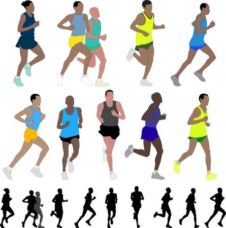 marathon runnersのイラスト素材