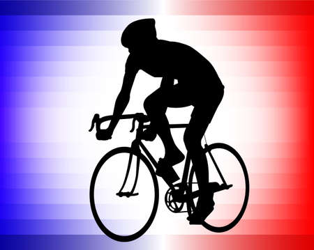 bicyclist silhouette on the tricolor background のイラスト素材